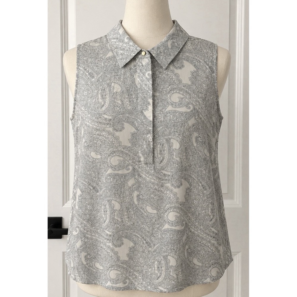 LIZ CLAIBORNE Women's NWT Light Flowy White Black Paisley Top Blouse Large L